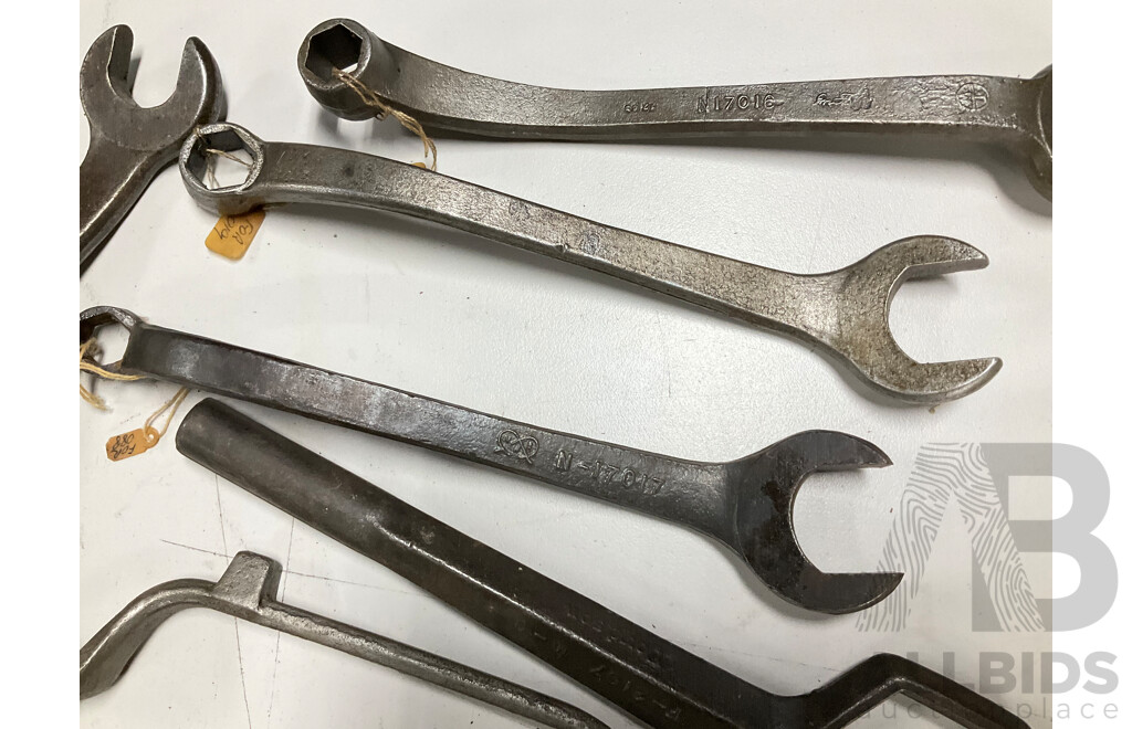 Collection of Vintage and Antique Spanners Including Ford, Fordson, Herbrand