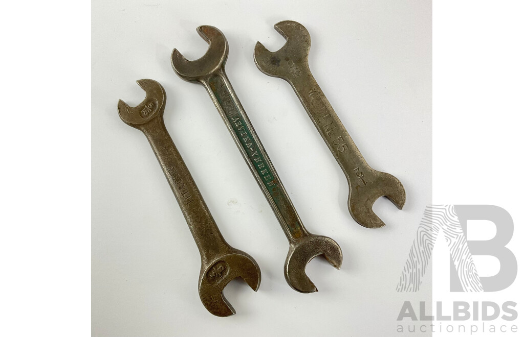 Vintage BSF and AF Open End Spanners Including Wakefield Number 55 3/8 and 5/16, 9/16 and 1/2 Made in USA, JIT & Co 3/8 and 5/16