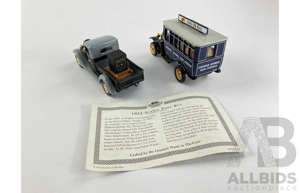 Matchbox Diecast Models of Yesteryear 1922 Scania Post Bus and 1934 International C Series