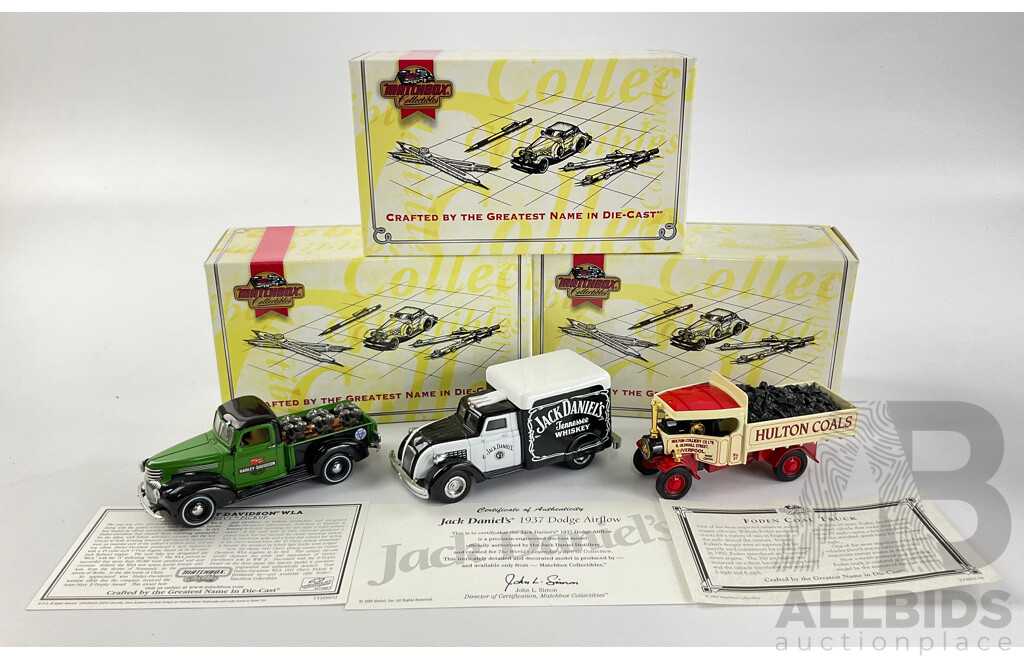 Matchbox Diecast Models of Yesteryear Including 1941 Chev Pickup, 1924dodge, Foden Coal Truck