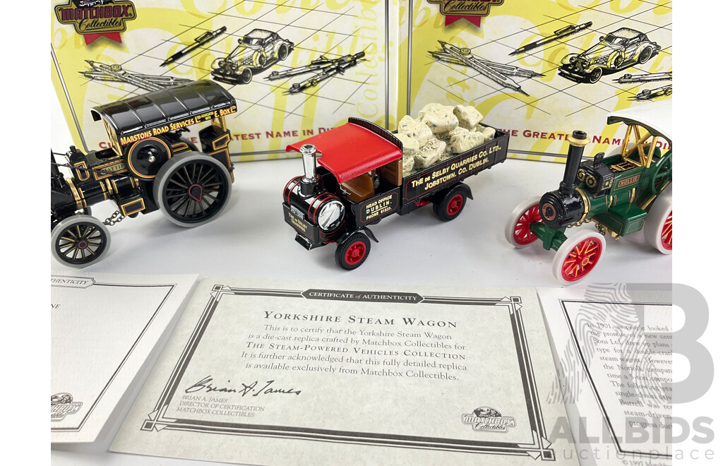 Matchbox Diecast Models of Yesteryear Including 1929 Fowler Crane, 1912 Burrell, Yorkshire Steam Wagon