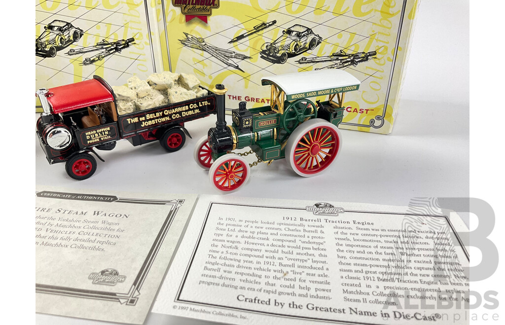 Matchbox Diecast Models of Yesteryear Including 1929 Fowler Crane, 1912 Burrell, Yorkshire Steam Wagon