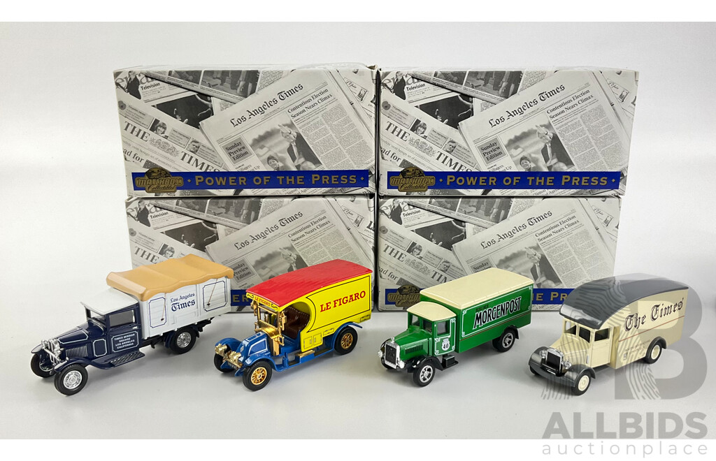 Matchbox Diecast Models of Yesteryear Power of the Press Including 1910 Renault, 1932 Ford 'AA' 1931 Morris Van, 1932 Mercedes Benz