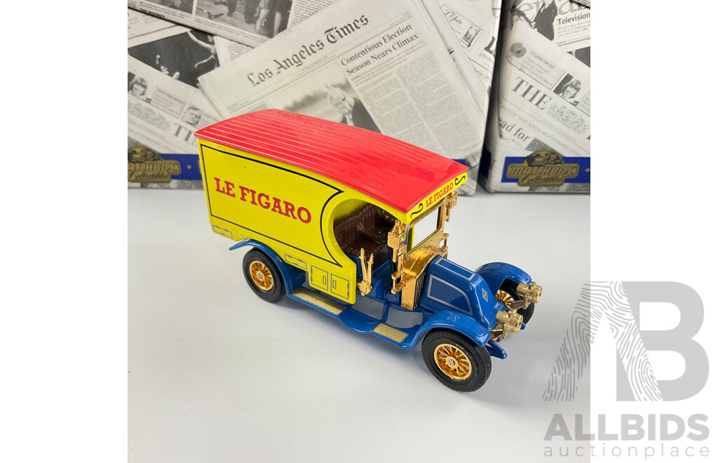 Matchbox Diecast Models of Yesteryear Power of the Press Including 1910 Renault, 1932 Ford 'AA' 1931 Morris Van, 1932 Mercedes Benz