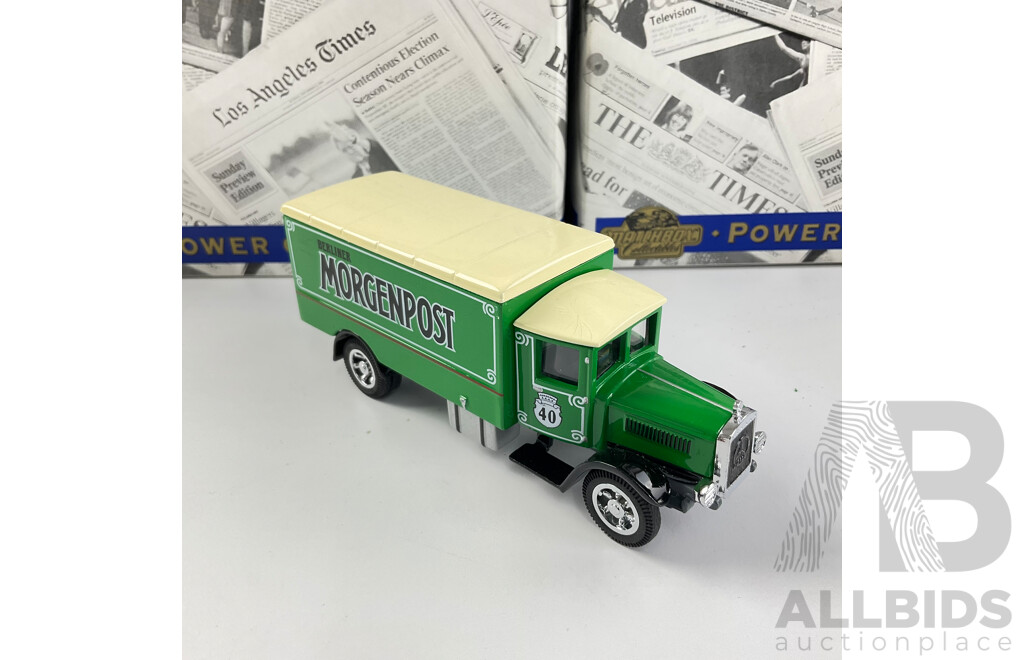 Matchbox Diecast Models of Yesteryear Power of the Press Including 1910 Renault, 1932 Ford 'AA' 1931 Morris Van, 1932 Mercedes Benz