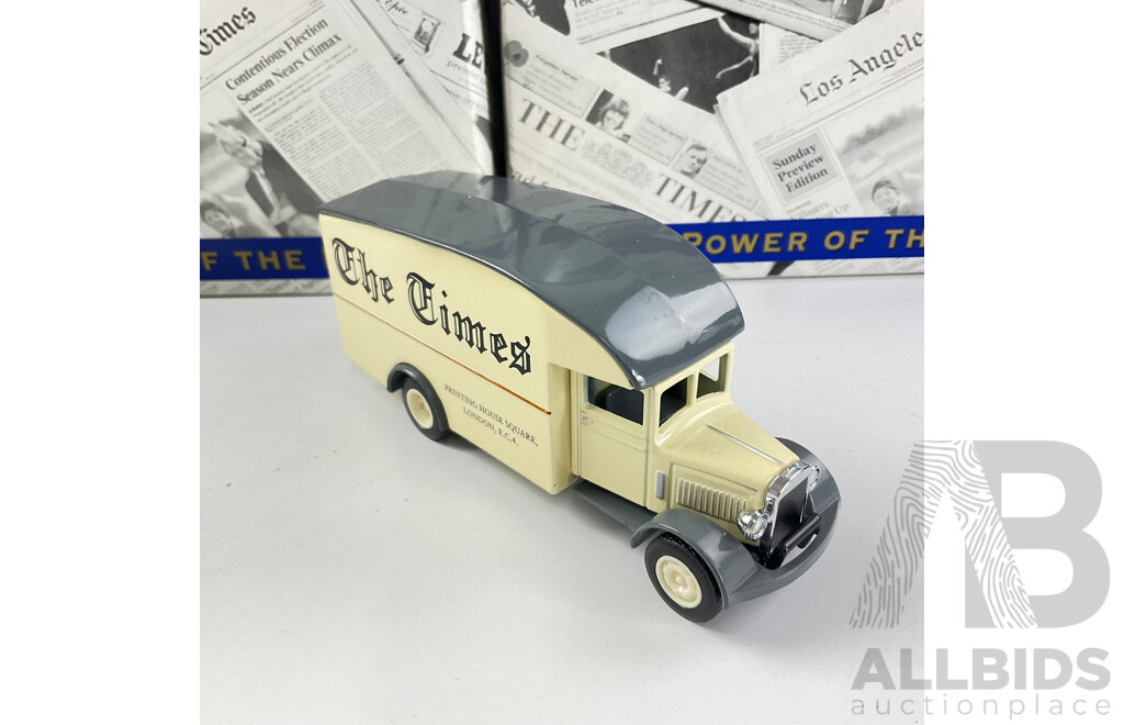 Matchbox Diecast Models of Yesteryear Power of the Press Including 1910 Renault, 1932 Ford 'AA' 1931 Morris Van, 1932 Mercedes Benz