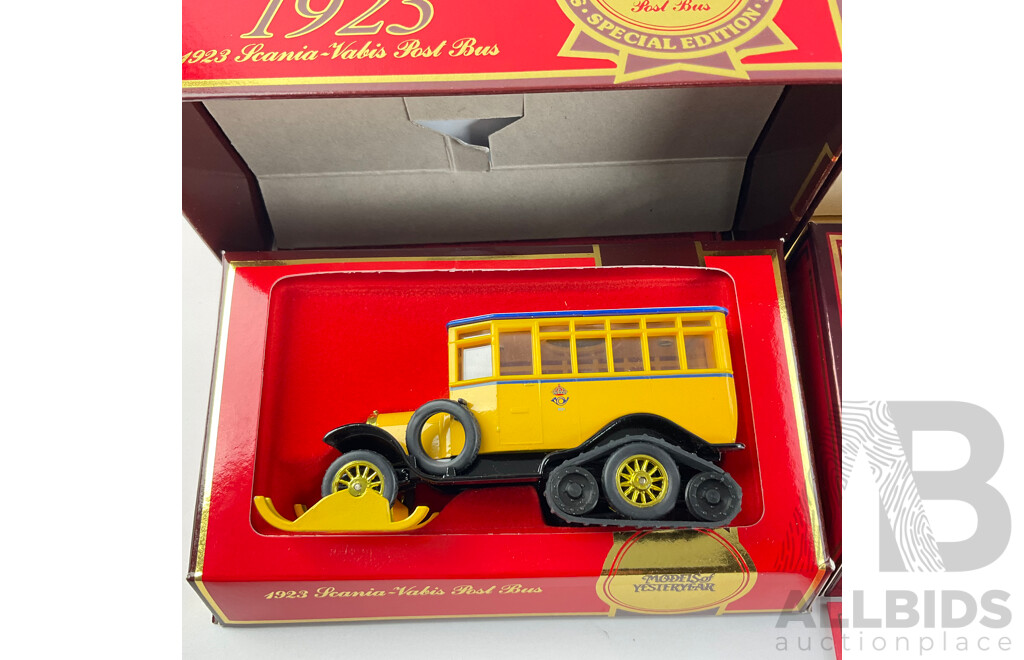 Matchbox Diecast Models of Yesteryear Limited Edition Including 1920 Leyland, 1931 AEC Trolley Bus, 1923 Scania-Vabis Post Bus