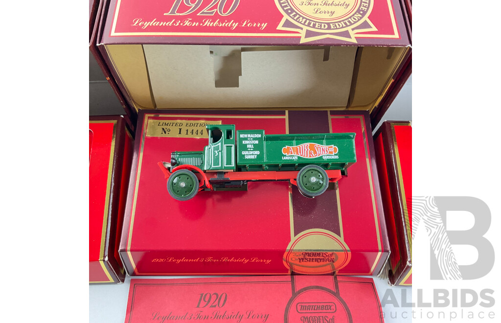 Matchbox Diecast Models of Yesteryear Limited Edition Including 1920 Leyland, 1931 AEC Trolley Bus, 1923 Scania-Vabis Post Bus