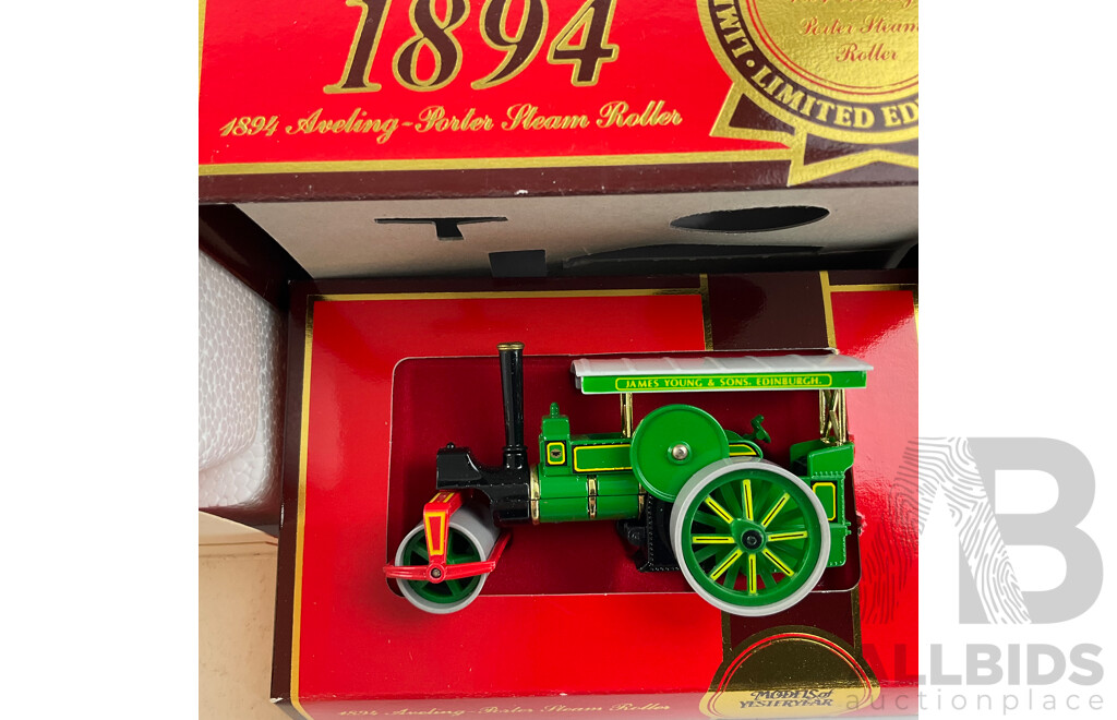 Matchbox Diecast Models of Yesteryear Special Edition Including 1905 Busch Fire Engine and 1894 Aveling Porter Steam Roller