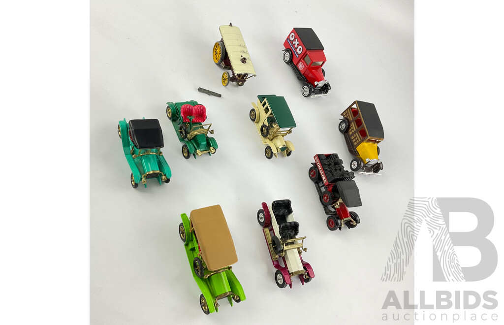 Collection of Diecast Matchbox Models of Yesteryear Including 1918 Crossley, 1912 Simplex, Showman Steamer, 1911 Renault and More