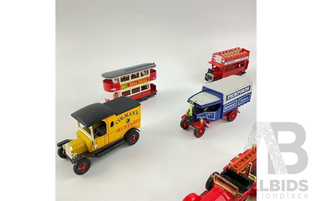 Collection of Diecast Matchbox Models of Yesteryear and Lledo Commercial Vehicles Including 1912 Ford Model T, 1922 A.E.C 'S' Type Bus, Renault and More