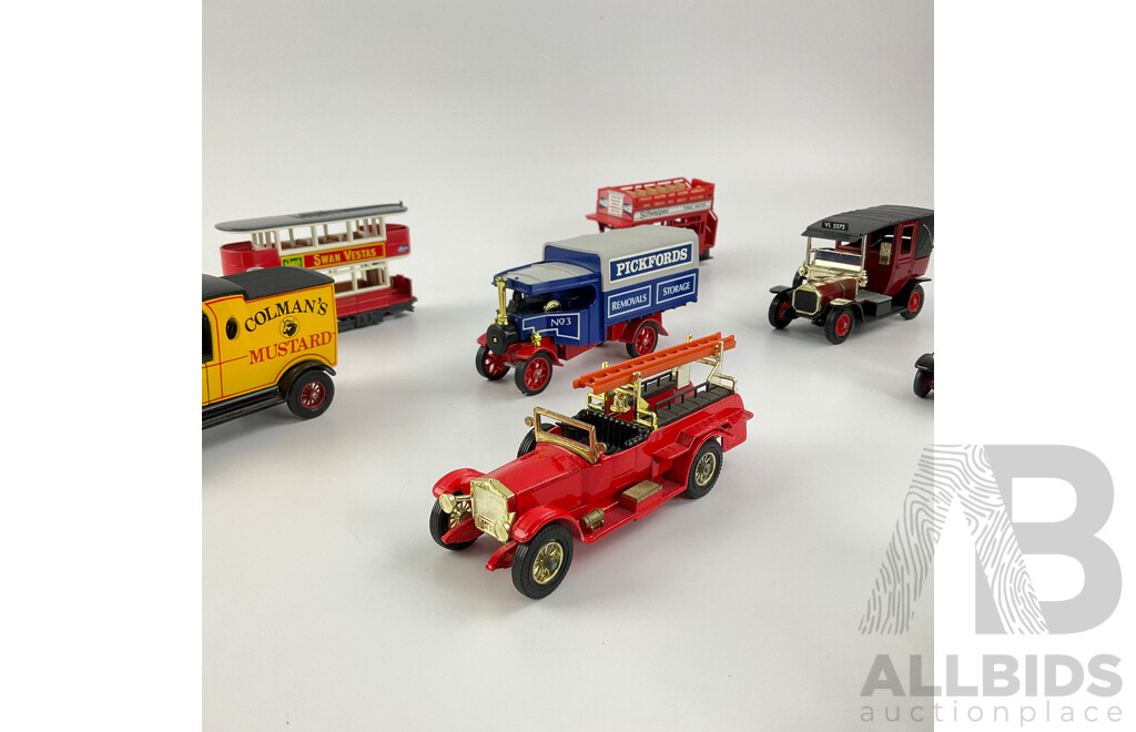 Collection of Diecast Matchbox Models of Yesteryear and Lledo Commercial Vehicles Including 1912 Ford Model T, 1922 A.E.C 'S' Type Bus, Renault and More