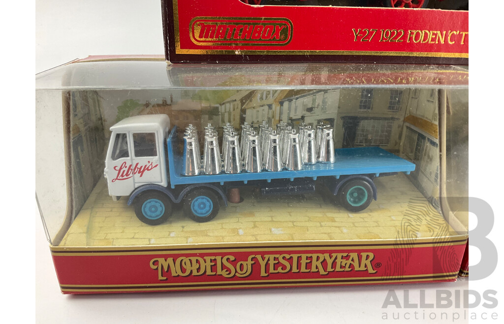 Matchbox Diecast Models of Yesteryear Commercial Vehicles Including 1922 Foden C Type Steam Wagon and Trailer, 1932 Mercedes Benz L5, 1939 Albion Ten Ton CX27