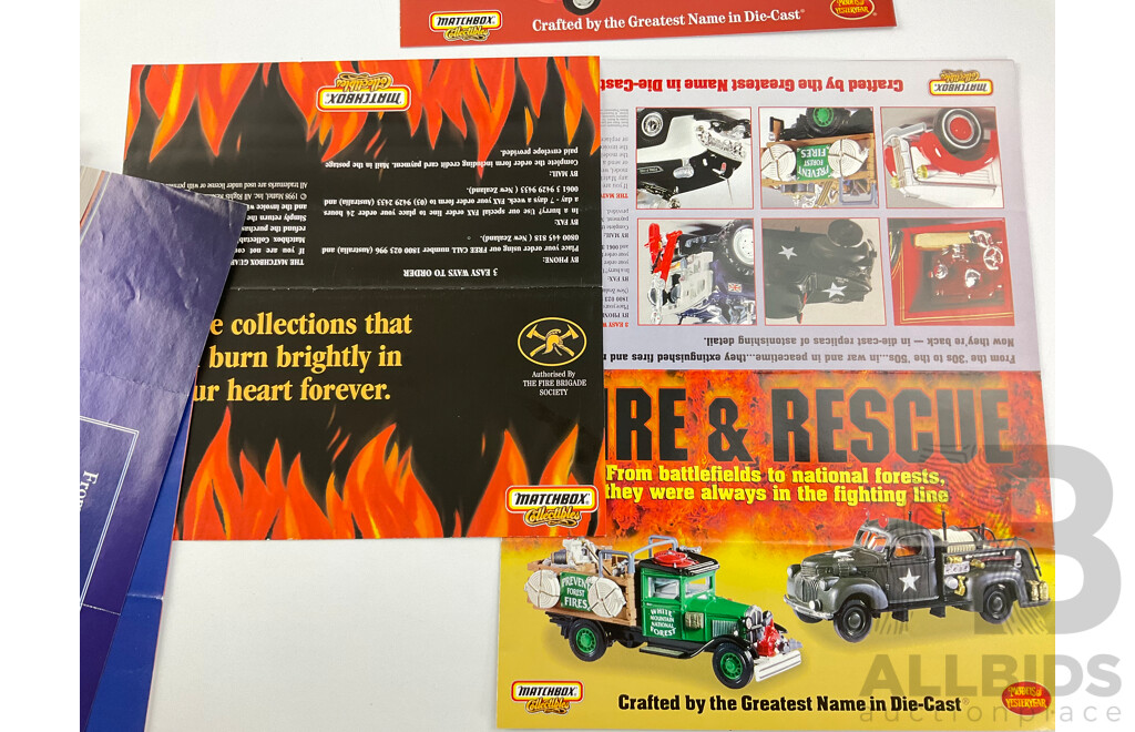 Collection of Matchbox Collectors Fire Engine Pamphlets and Brochures