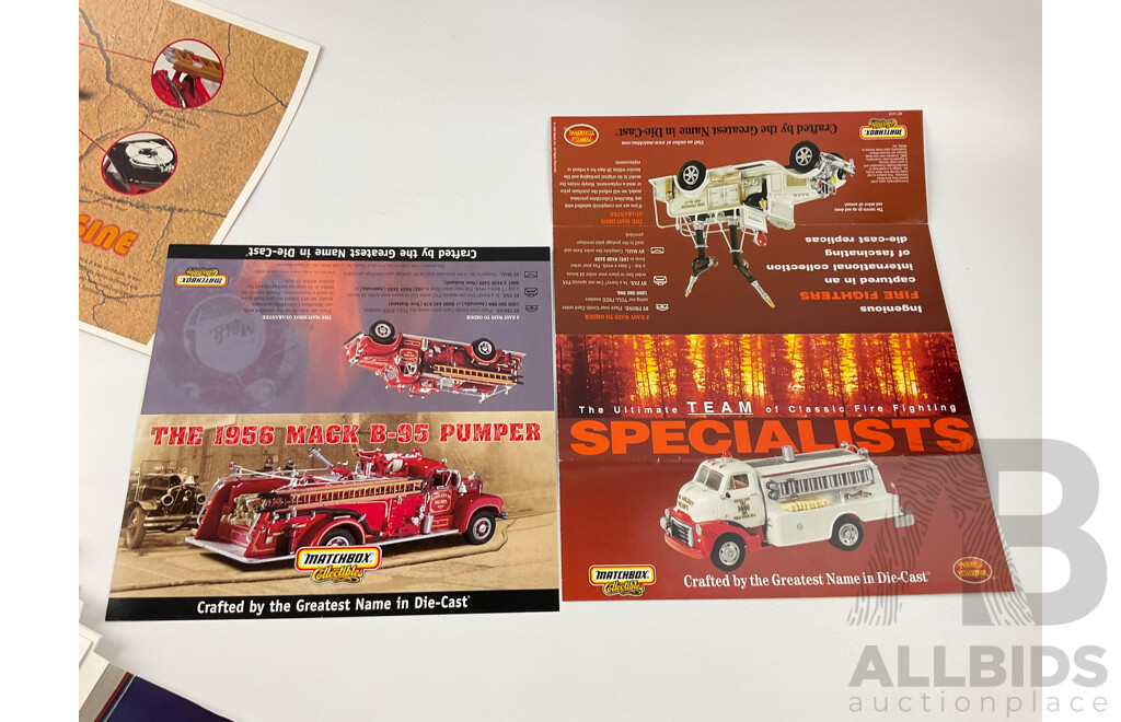 Collection of Matchbox Collectors Fire Engine Pamphlets and Brochures