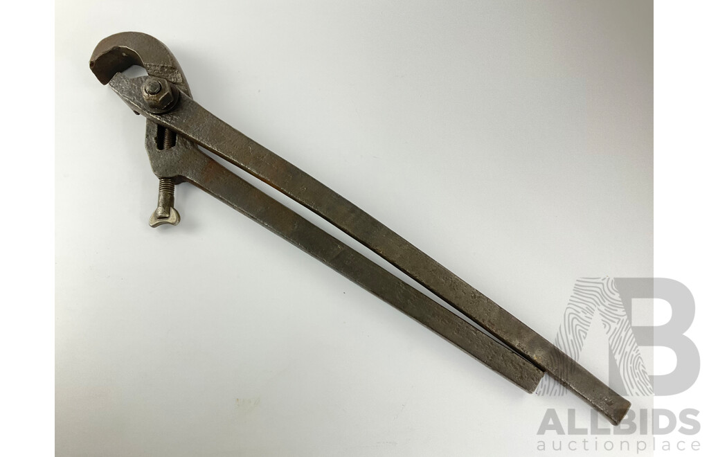 Large Antique Forged Adjustable Pipe Wrench