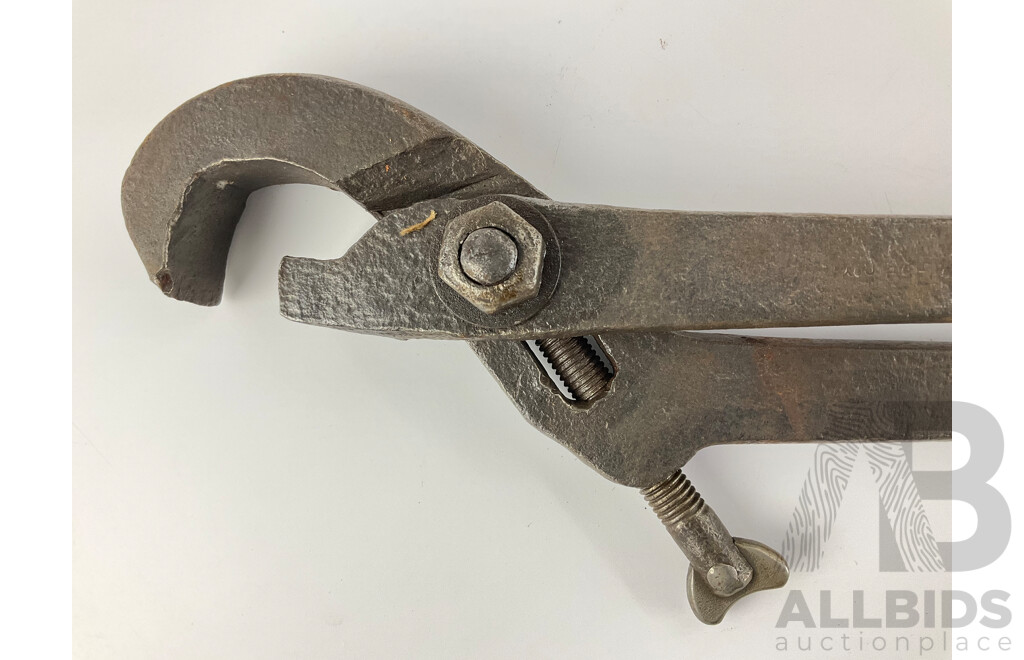 Large Antique Forged Adjustable Pipe Wrench