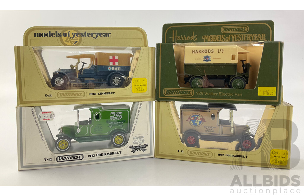 Vintage Matchbox Models of Yesteryear Commercial Vehicles Including 1919 Walker Electric Walker An, 1912 Ford Model T and 1918 Crossley