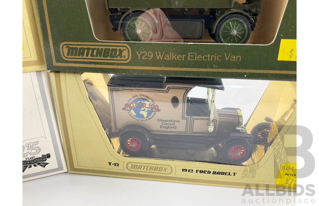 Vintage Matchbox Models of Yesteryear Commercial Vehicles Including 1919 Walker Electric Walker An, 1912 Ford Model T and 1918 Crossley