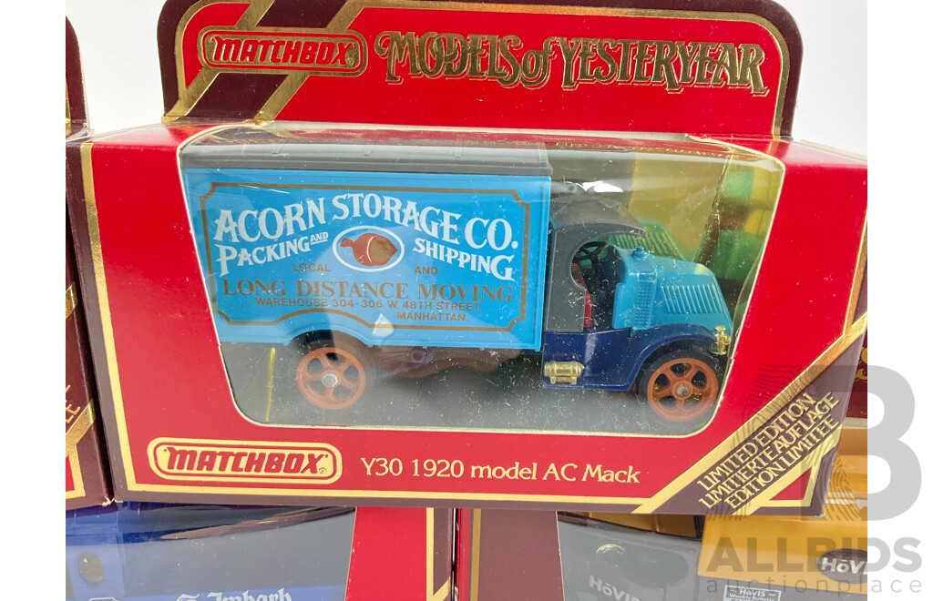 Vintage Matchbox Models of Yesteryear Limited Edition Commercial Wagons Including 1922 Foden Wagen, 1920 AC Mack, 1918 Atkinson Dampflastwagen, 1912 Ford Model T Tank Wagen and Lastwagen