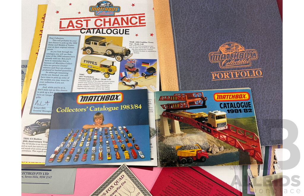 Collection of 1980's Matchbox Catalogues and Certificates