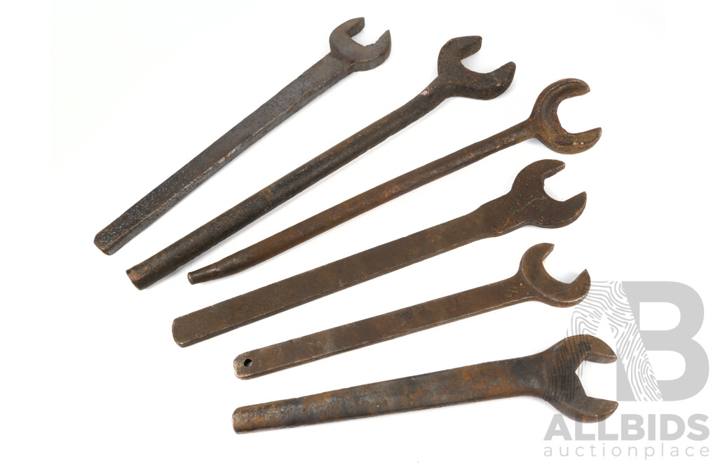 Collection of Large Vintage Forged and Plate Steel Open End Spanners - Whitworth/Imperial