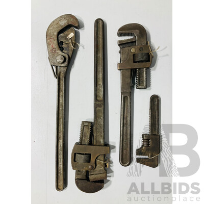 Four Australian Adjustable Wrenches Including Sunshine, Fairfax, Gyrex and Raglans Handcuff Wrench