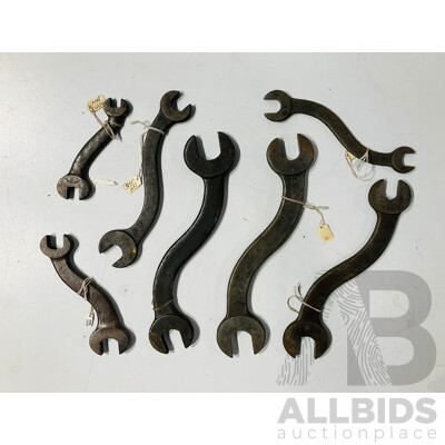 Seven Vintage W&B Spanners Whitworth 'S' Combination