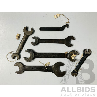 Six Vintage J.H Williams Spanners, Combination and 'C'