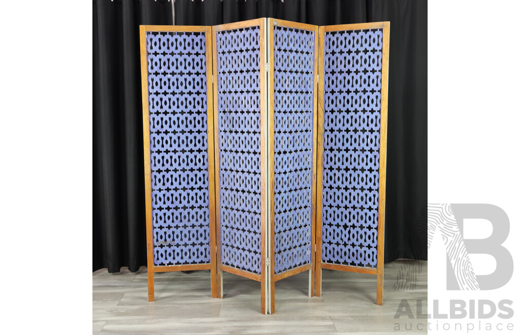 Timber Four Panel Painted Dressing Screen