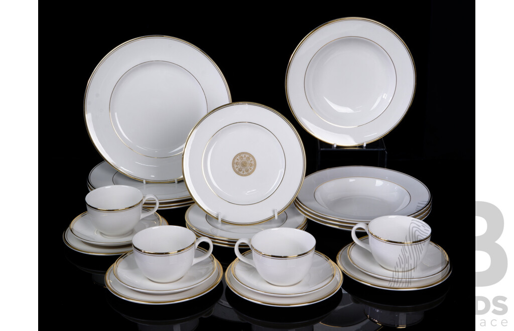 Royal Doulton 24 Piece Partial Dinner Service From the New Romance Collection in Oxford Gold Pattern