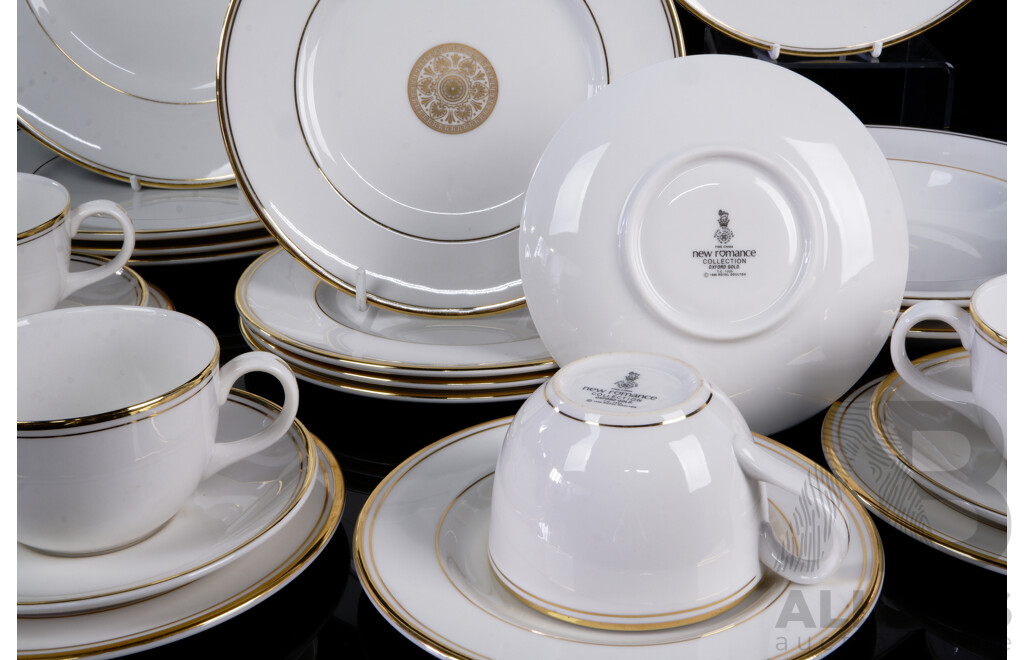 Royal Doulton 24 Piece Partial Dinner Service From the New Romance Collection in Oxford Gold Pattern