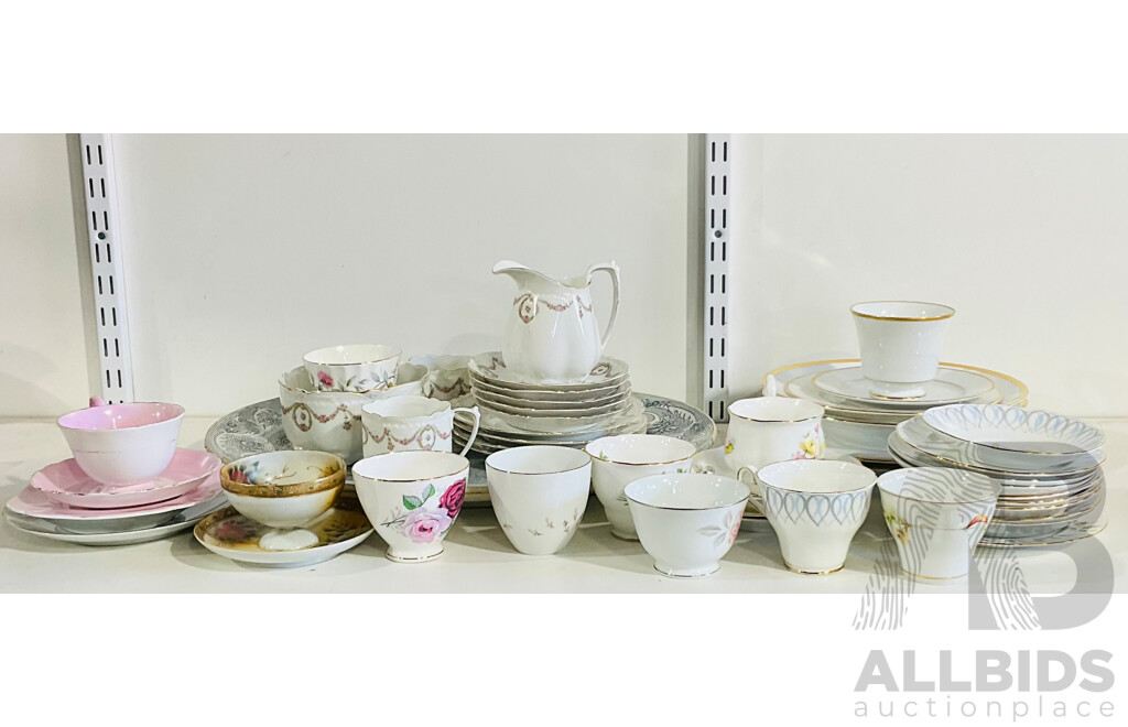 Collection of Vintage Porcelain Cups, Plates and Jugs From Noritake, Tuscan, MZ and More