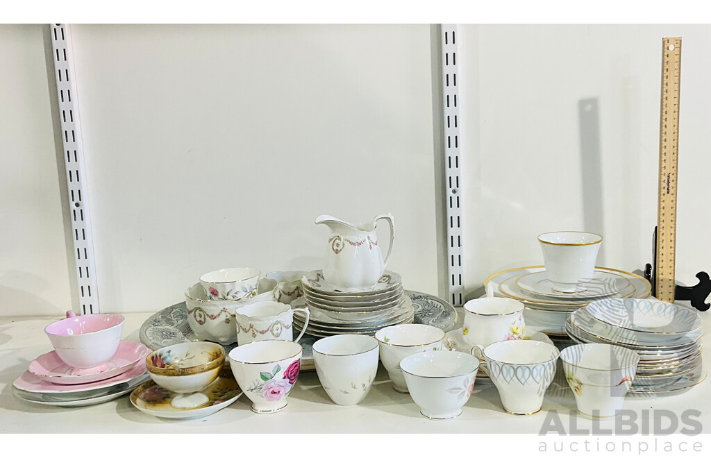 Collection of Vintage Porcelain Cups, Plates and Jugs From Noritake, Tuscan, MZ and More