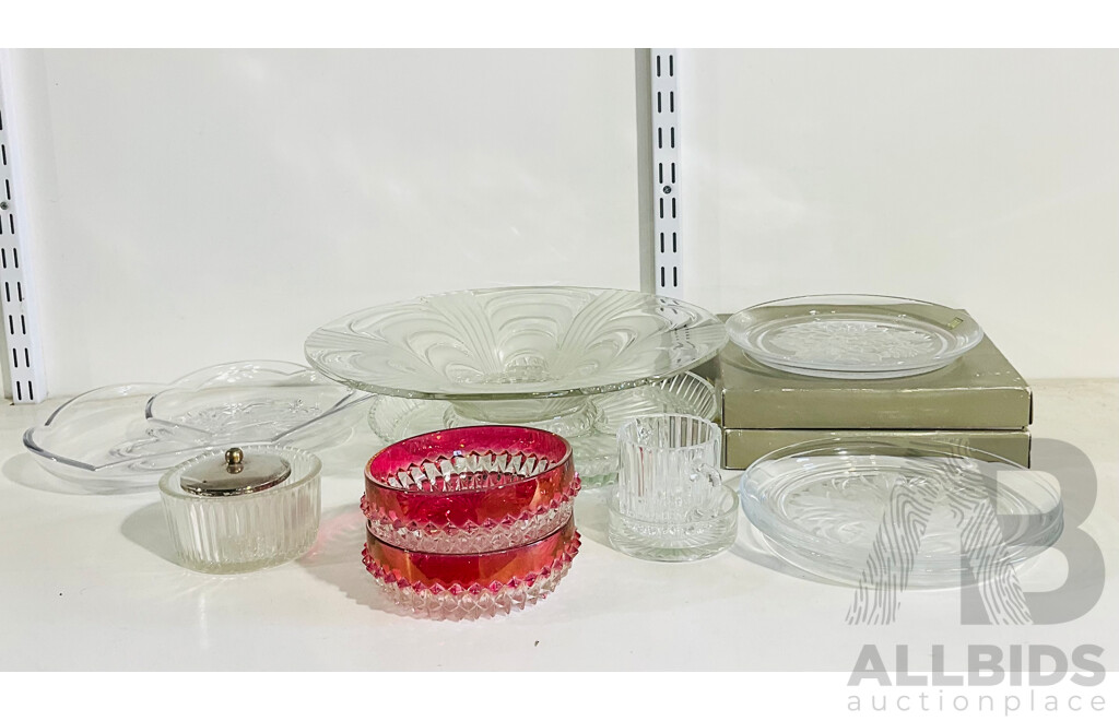 Collection of Cut Glass Including Serving Bowls, Platters and More