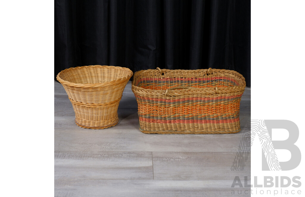 Vintage Cane Flower Basket and Another