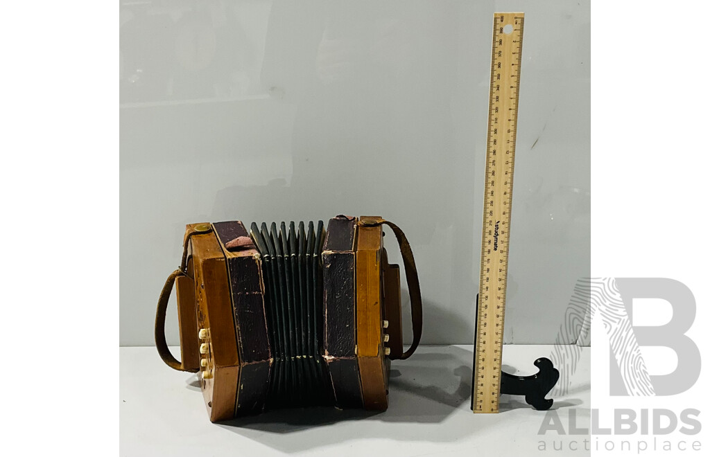 Vintage Well Loved Concertina Accordion