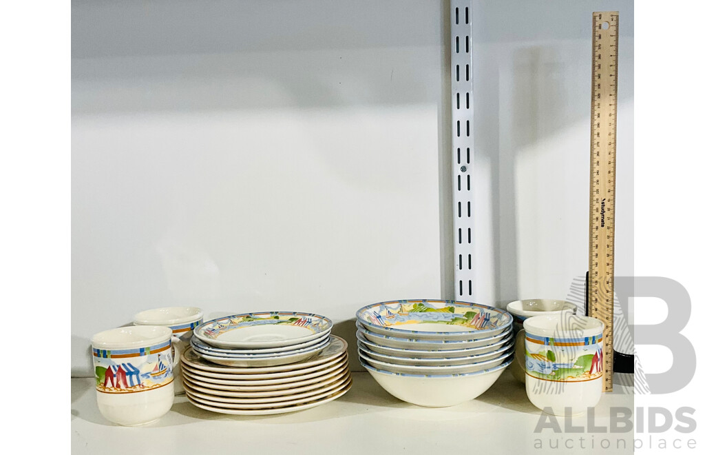 Collection of Vintage Ocean Themed Johnson Bros China Including Cups, Plates, Bowls and Saucers