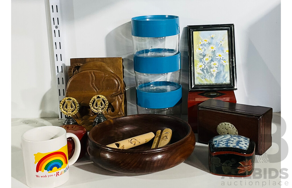 Collection of Interesting Homeware Including Trophies, Decorative Boxes and More