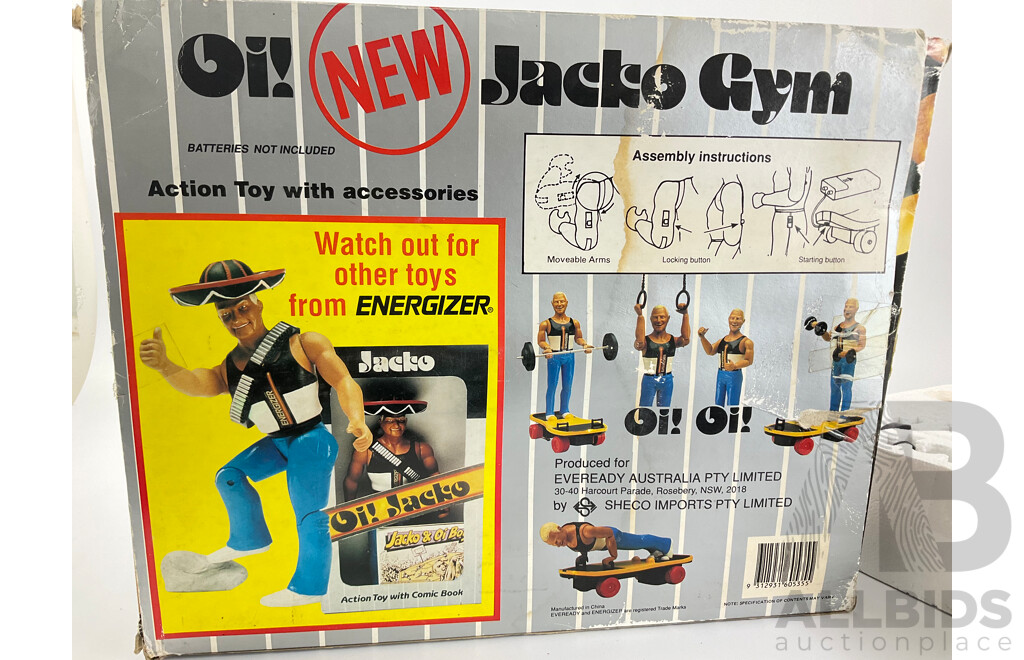 Rare 1980's Energizer Oi! Jacko Gym Remote Controlled Skateboard with Flashing Light