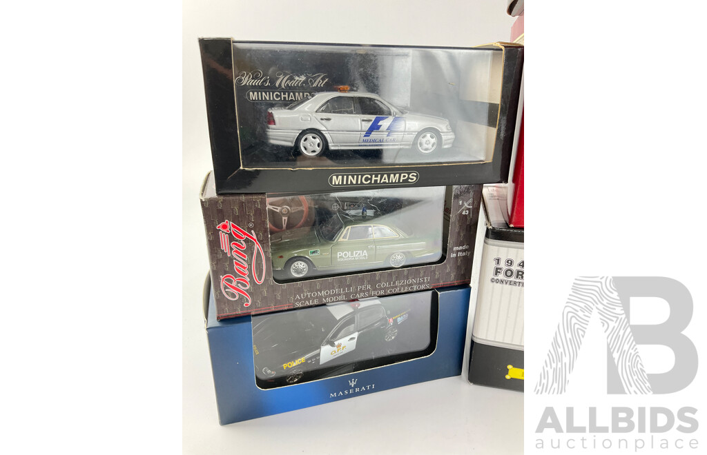 Collection of Diecast International Police Cars Including Corgi, Minichamps, Liberty Classics and More