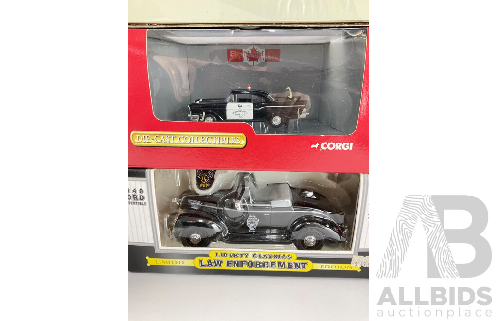 Collection of Diecast International Police Cars Including Corgi, Minichamps, Liberty Classics and More