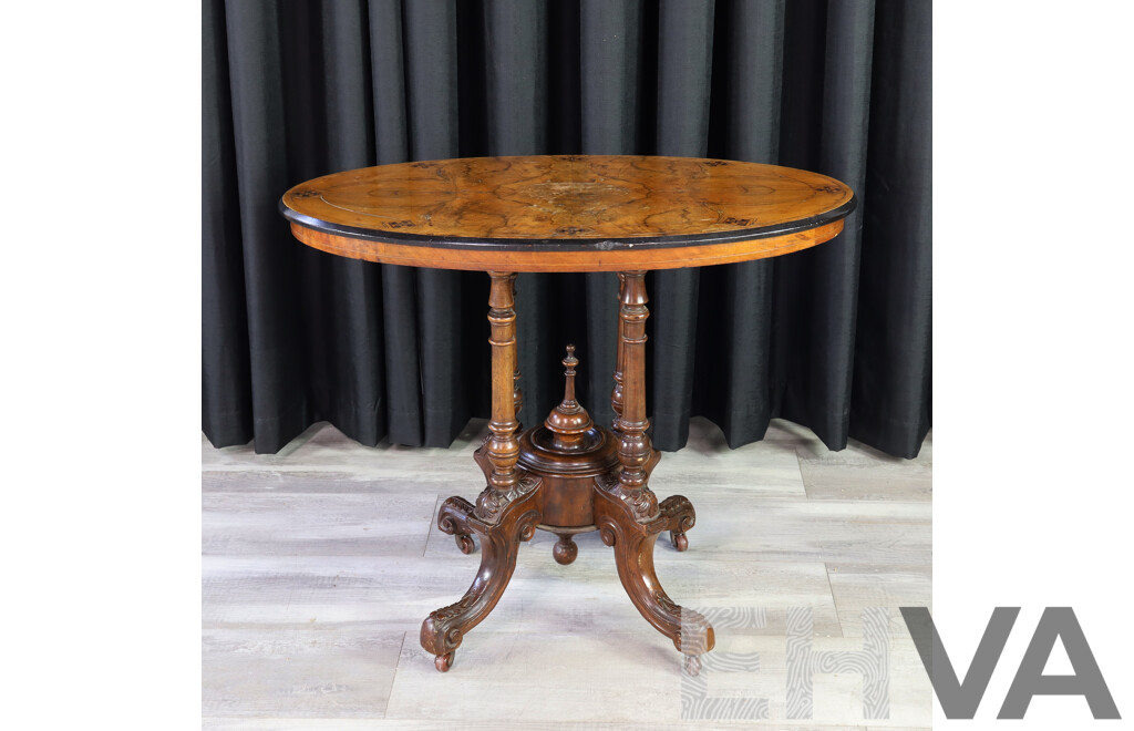 Victorian Inlaid Walnut Side Table