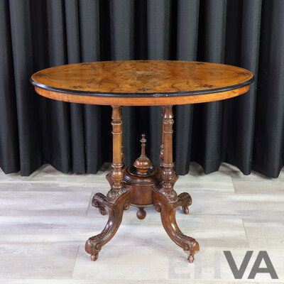 Victorian Inlaid Walnut Side Table