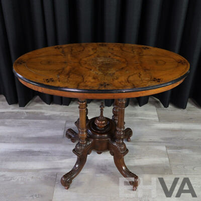 Victorian Inlaid Walnut Side Table