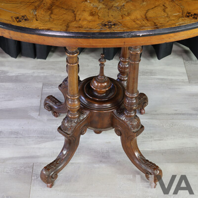 Victorian Inlaid Walnut Side Table