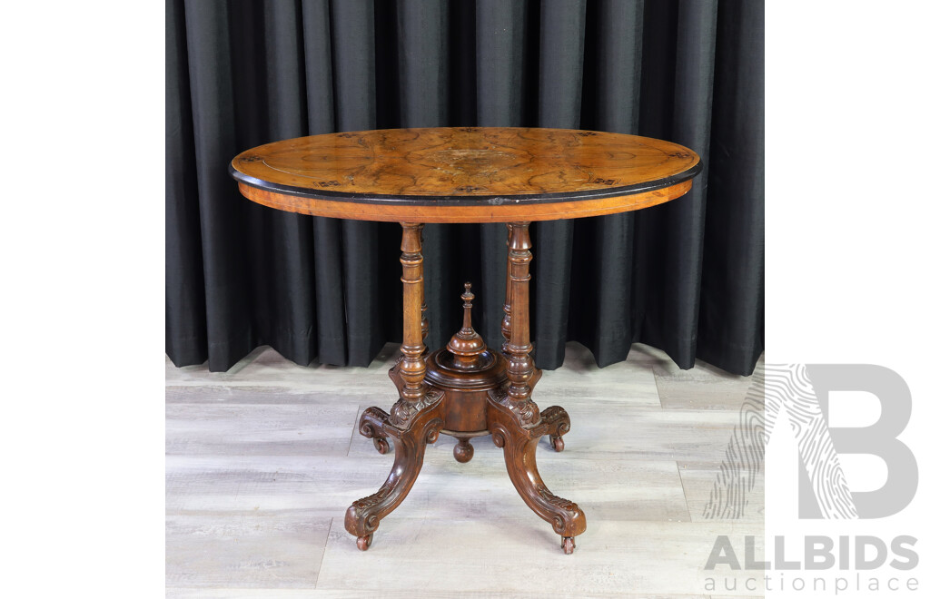 Victorian Inlaid Walnut Side Table