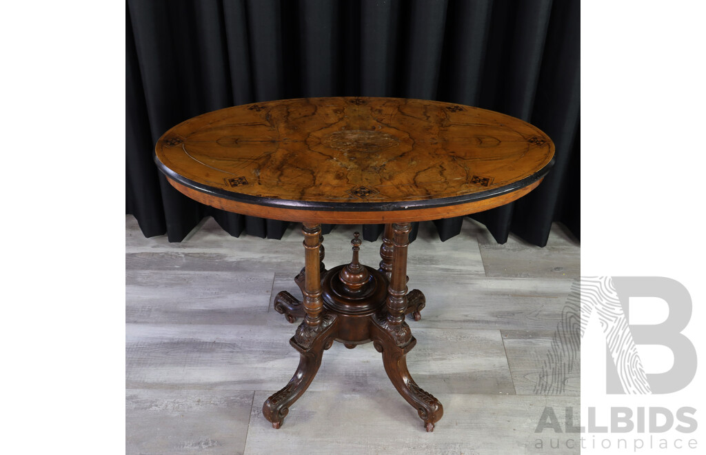 Victorian Inlaid Walnut Side Table