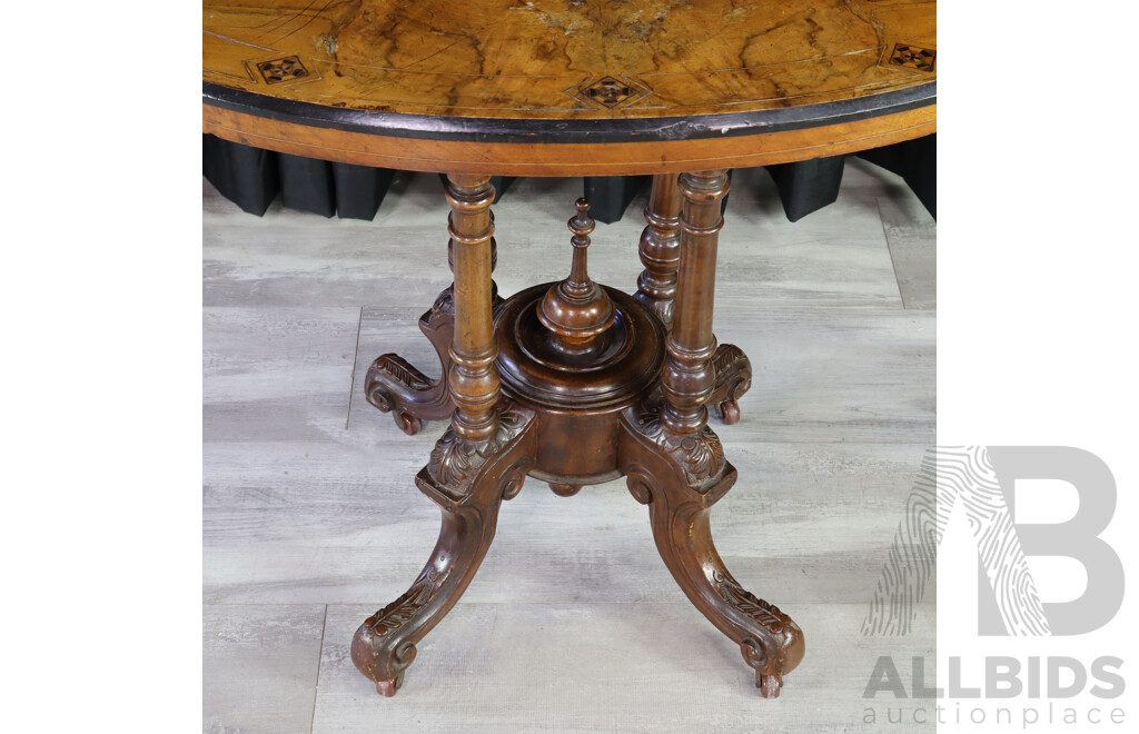 Victorian Inlaid Walnut Side Table