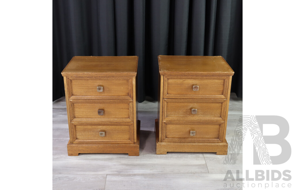 Pair of Mid Century Three Drawer Bedsides by Buttery, South Australia